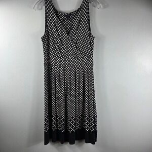 Lands End Polka Dot V Neck Sleeveless Midi‎ Dress Women's Size S